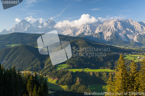 Image of View from mountain to the valley 