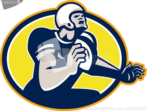 Image of American Football Quarterback Retro Oval