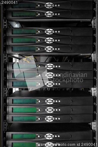 Image of Modern computer cases in a data center