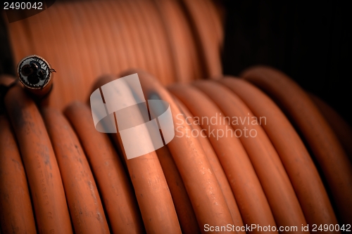 Image of Electrical wires on wooden spool