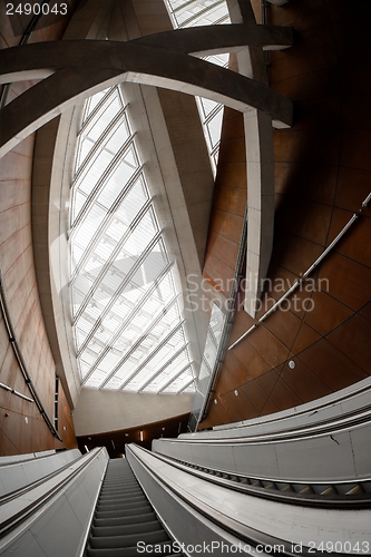 Image of Moving escalator in the business center