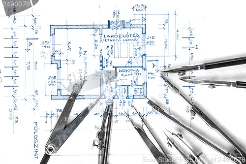 Image of Construction plans with accessories