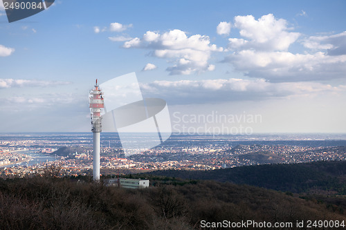 Image of Large Communication tower against sky