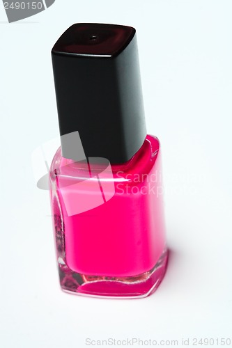 Image of Pink nail polish on white background