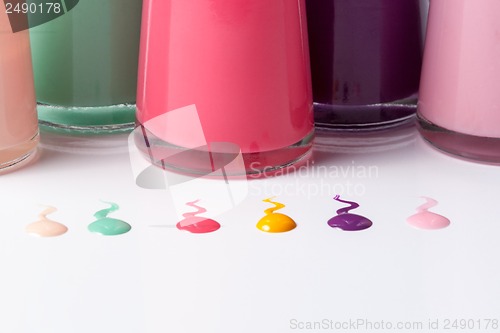 Image of Bottles with spilled nail polish