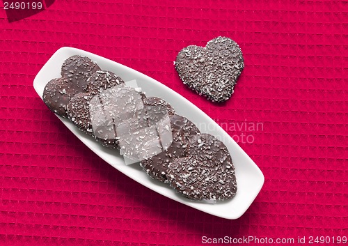 Image of Heart shaped valentine cookies on plate