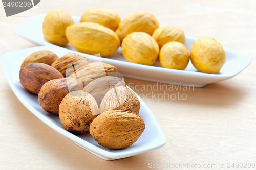 Image of two plates with large nuts
