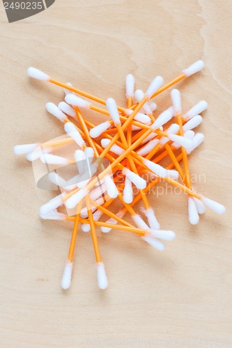 Image of Ear sticks scattered on a table