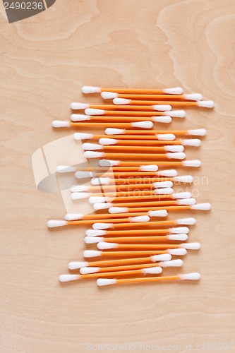 Image of Ear sticks scattered on a table