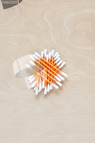 Image of Ear sticks scattered on a table