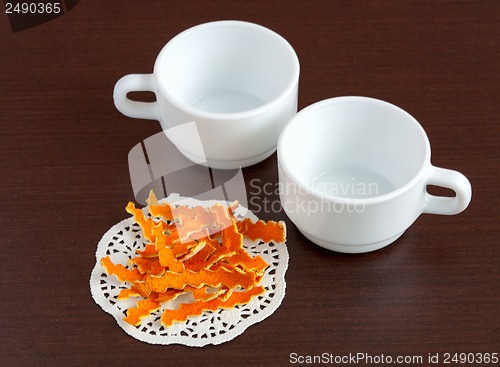 Image of Dried orange peels and cups