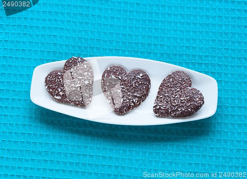 Image of Heart shaped valentine cookies on plate