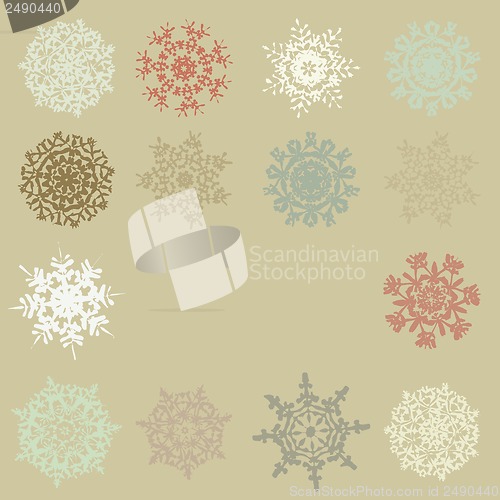 Image of Cute Retro Snowflakes. EPS 10