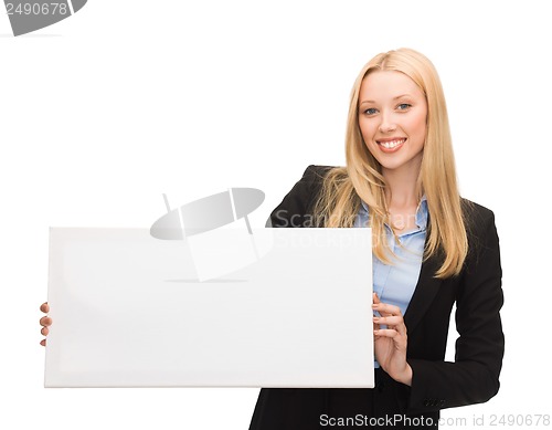 Image of businesswoman with white blank board