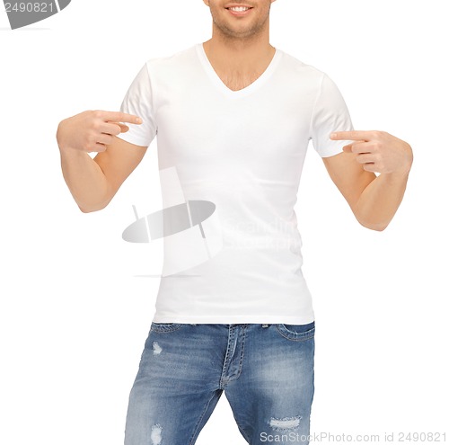 Image of man in blank white t-shirt