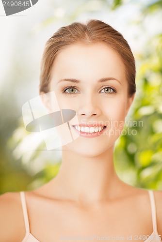 Image of beautiful woman on nature
