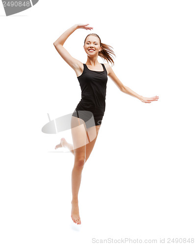 Image of girl jumping in black cotton underwear