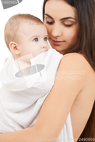 Image of happy mother with adorable baby