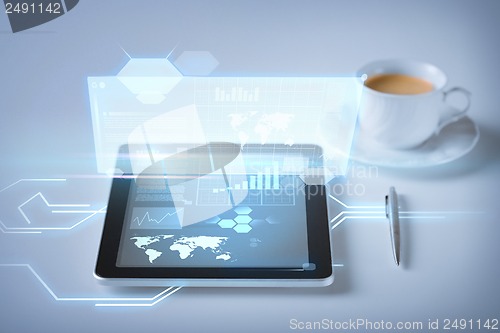 Image of tablet pc and virtual screen