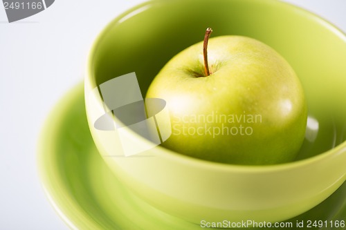 Image of green apple in green bowl