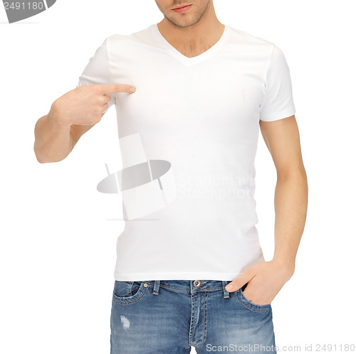 Image of man in blank white t-shirt