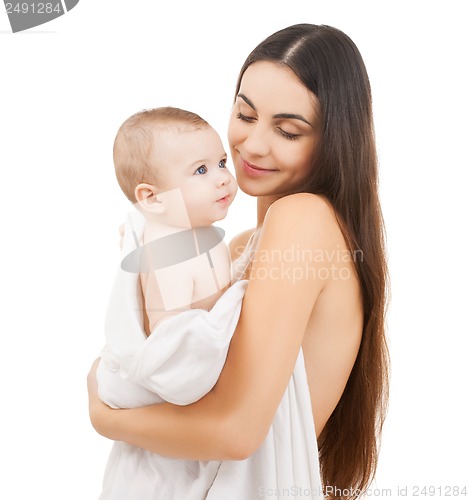 Image of happy mother with adorable baby