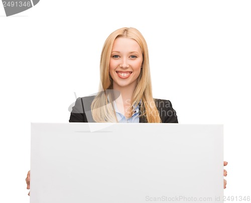 Image of businesswoman with white blank board