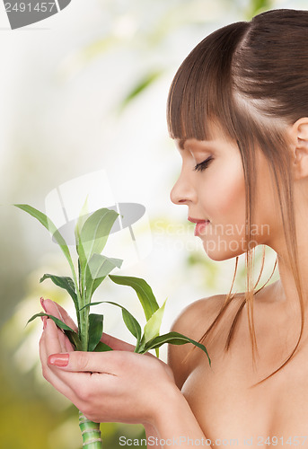 Image of beautiful woman on nature