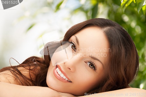 Image of beautiful woman on nature