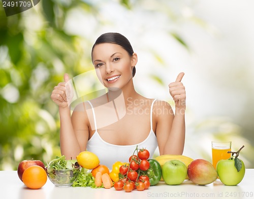 Image of woman with fruits and vegetables