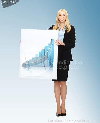 Image of businesswoman holding board with graph