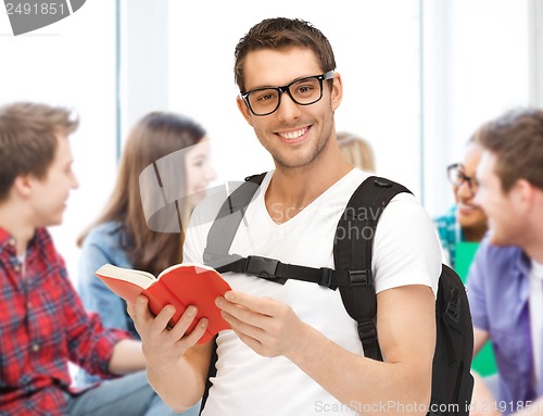 Image of student reading book at school