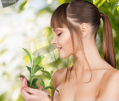 Image of beautiful woman on nature