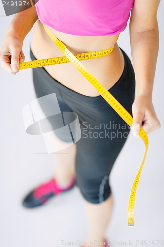 Image of trained belly with measuring tape