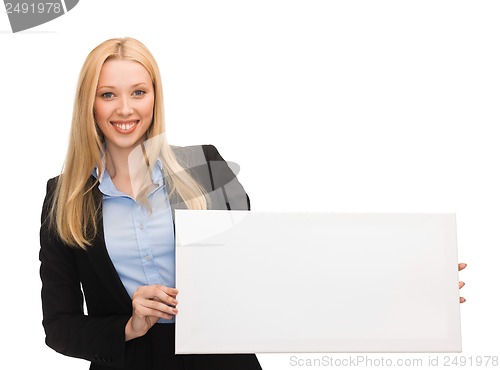 Image of businesswoman with white blank board