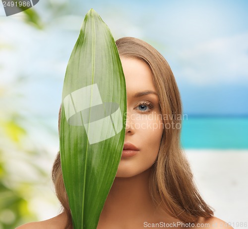 Image of beautiful woman on nature