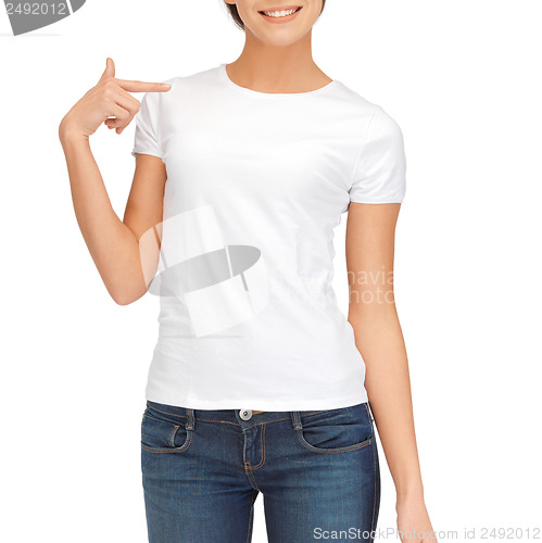 Image of woman in blank white t-shirt
