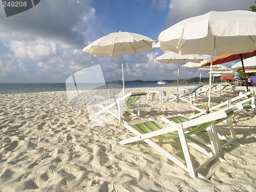 Image of Chairs and parasols on the beach