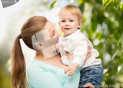 Image of happy mother with adorable child