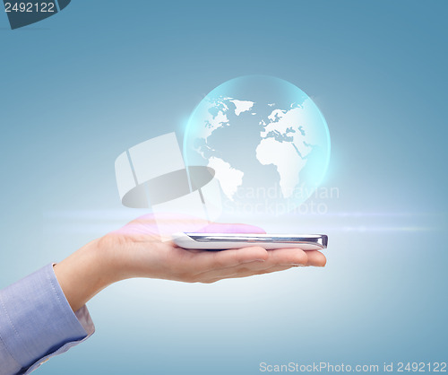 Image of woman hand with sphere globe