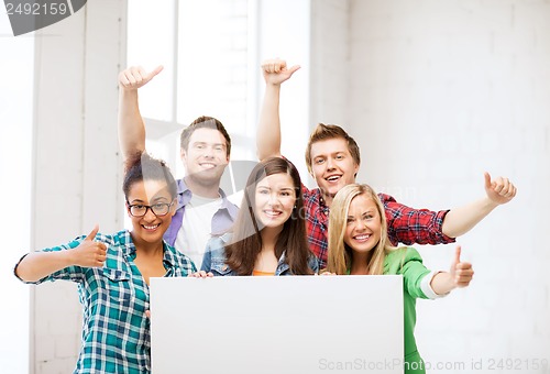 Image of group of students at school with blank board