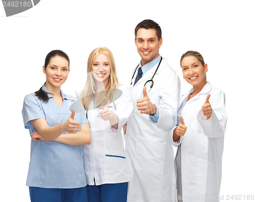 Image of professional young team or group of doctors