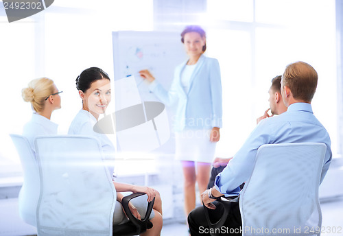 Image of businesswoman on business meeting in office