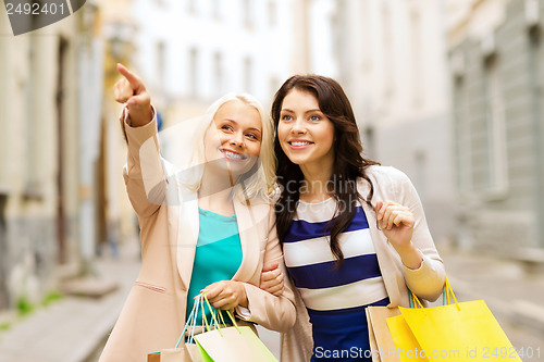 Image of girls with shopping bags in ctiy