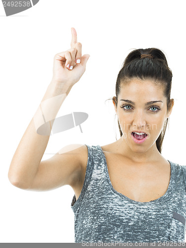 Image of woman pointing up