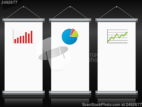 Image of Roll up banners with charts and diagrams