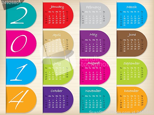 Image of Color ribbon calendar design for 2014