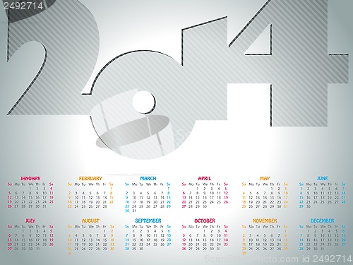 Image of Simple 2014  calendar design 