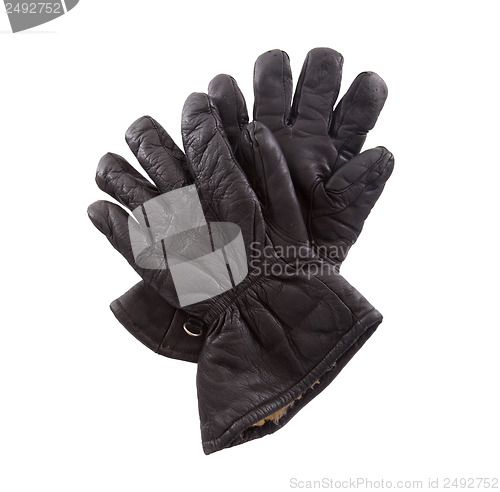 Image of Very old black leather gloves