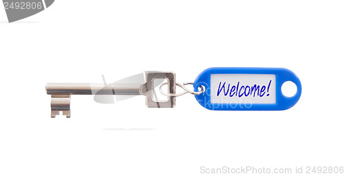 Image of Key with blank label isolated